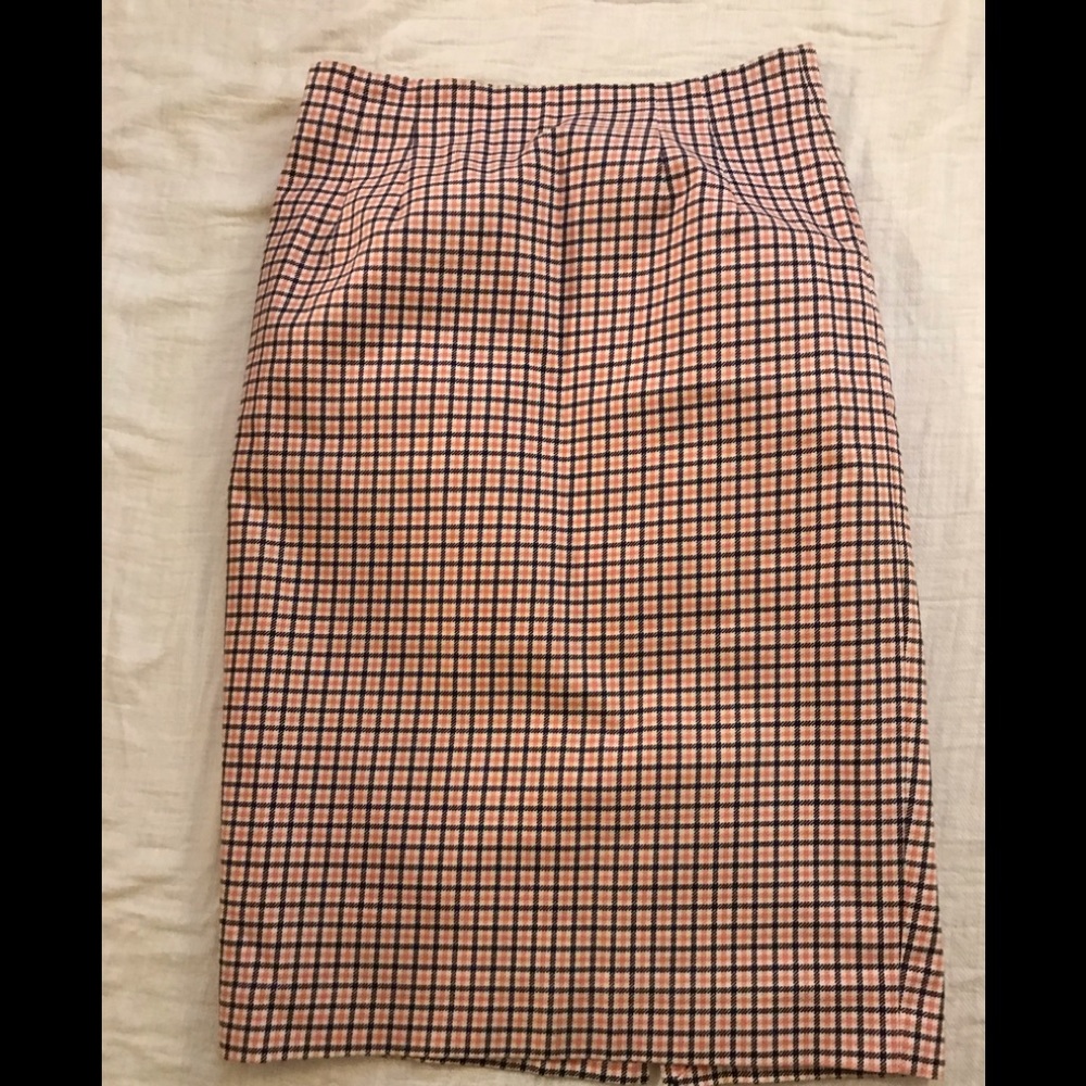 Boden pencil skirt pink and white checkered